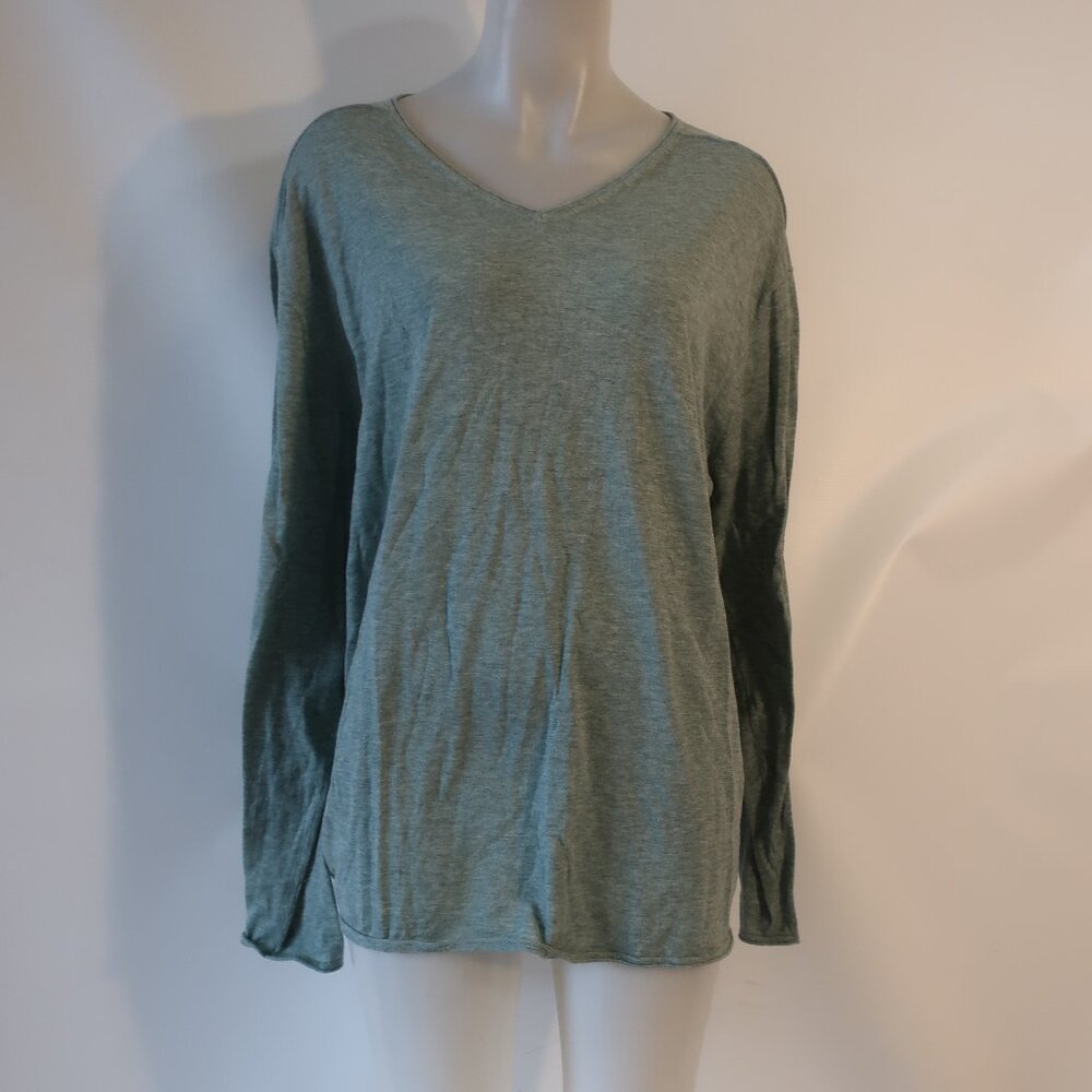 Mens Autumn Cashmere Sage Green Italian Yarn Cotton Cashmere V-Neck Sweater XXL